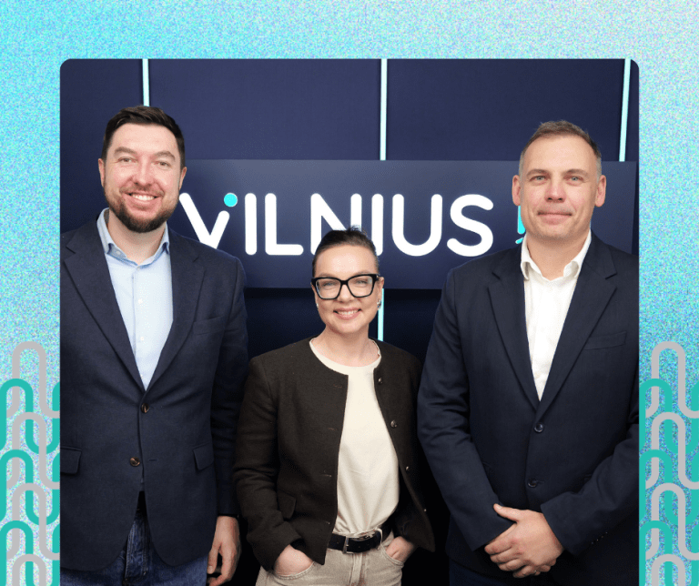 „Exergio“ vadovas Donatas Karčiauskas ir Vilniaus miesto vicemeras Vytautas Mitalas, laidoje Vilnius 2050