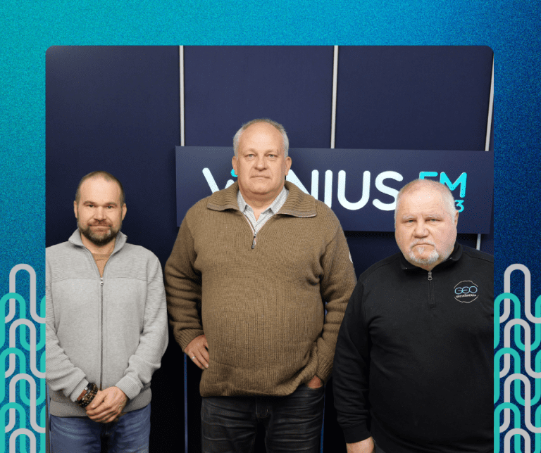 Geologijos įmonių asociacijos vadovas Saulius Gegieckas ir Vilniaus universiteto Chemijos ir geomokslų fakulteto, Geomokslų instituto, Hidrogeologijos ir inžinerinės geologijos katedros vedėjas doc. dr. Gintaras Žaržojus , laidoje Sostinės horizontai