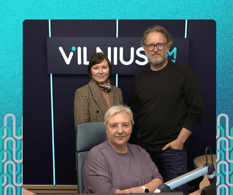 Nacionalinės kūrybinių ir kultūrinių industrijų asociacijos vadovė Edita Sabalionytė ir valdybos pirmininkas Algirdas Orantas, laidoje Vilniaus ritmu