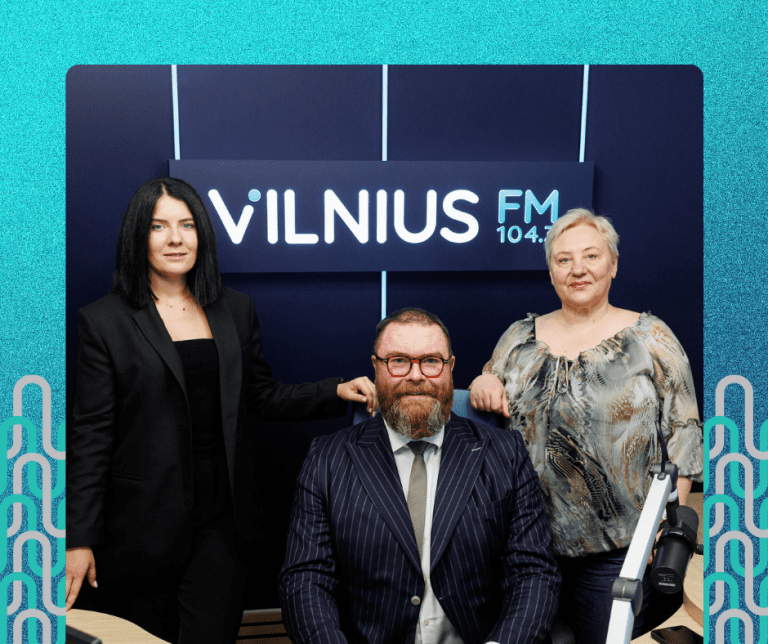verslo vystymo vadovė Greta Ališauskaitė-Bagušauskienė ir ekonomistas Marius Dubnikovas, laidoje Vilniaus ritmu