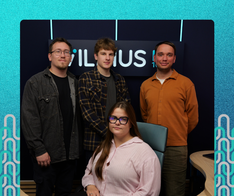 „Vilnius-Lithuania iGEM“ komandos nariai Erika Varnaitė, Ema Ežerskytė/Matas Račickas (TBA mokslinis konsultantas – Edvinas Jurgelaitis), laidoje Vilniaus ritmu
